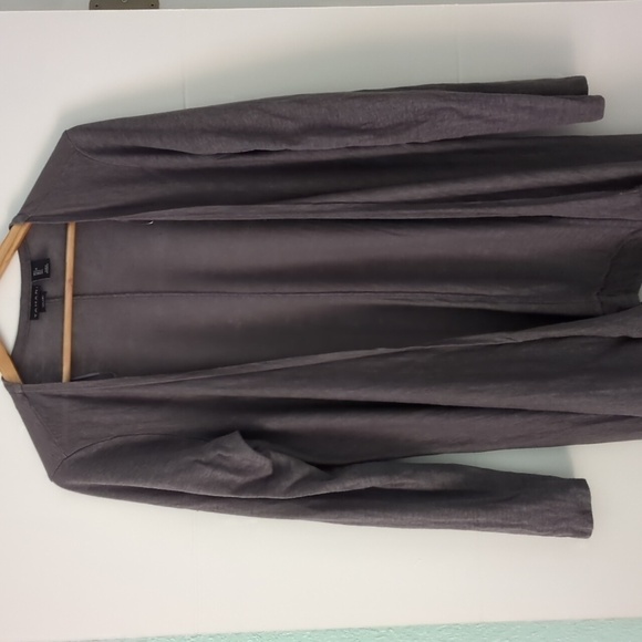 Tahari Linen long line Minimalist Boho Beachy Coastal Open Cardigan DusterLarge - Picture 1 of 8